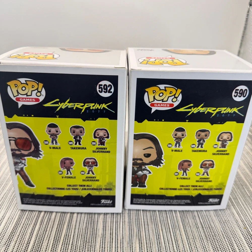 Funko Pop Cyberpunk 2077 Johnny Silverhand 590 & 592 Glow in Dark Exclusive Set